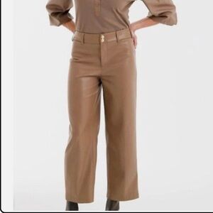 Chico’s high waisted faux leather cropped wide leg pants